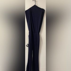 Rowangirl chic blue loose one shoulder sleeveless jumpsuit, open back